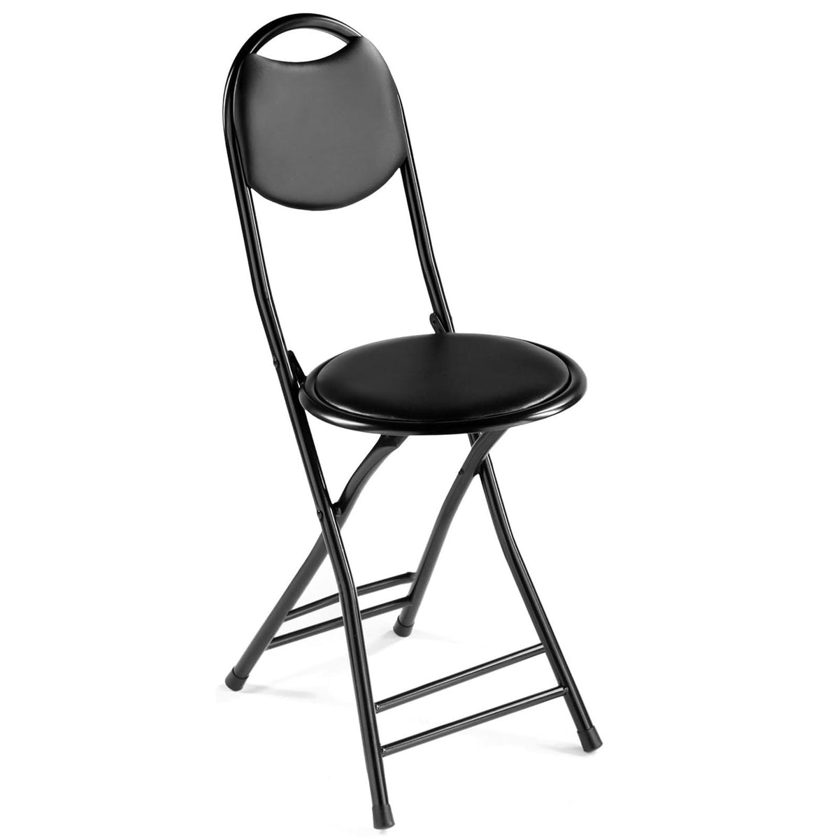 18 Inch Black Folding Bar Stool with Back M100684