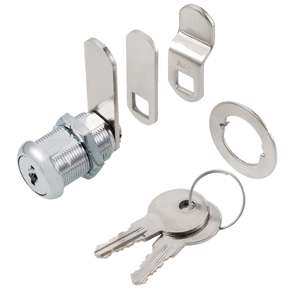 Keyed Alike 1” Cylinder Cam Locks Chrome Finish with 3 Cams and 2 Keys D643