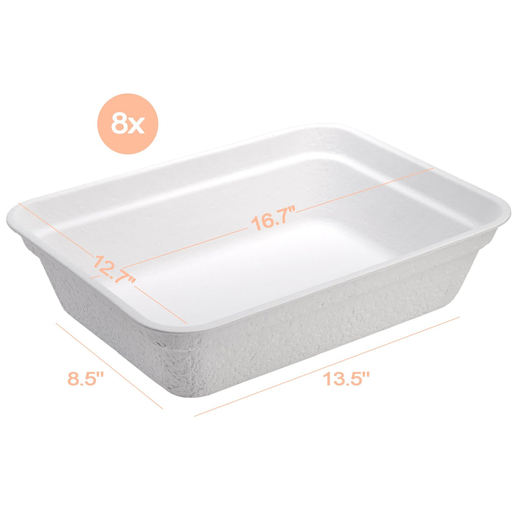 8 Pack White Cardboard Disposable Cat Litter Boxes K340576