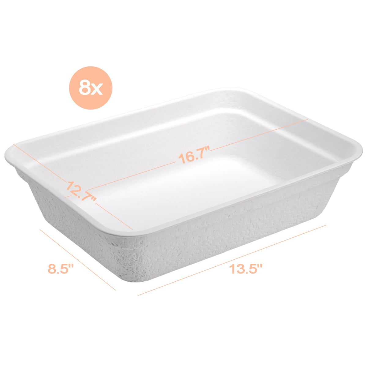 8 Pack White Cardboard Disposable Cat Litter Boxes K340576