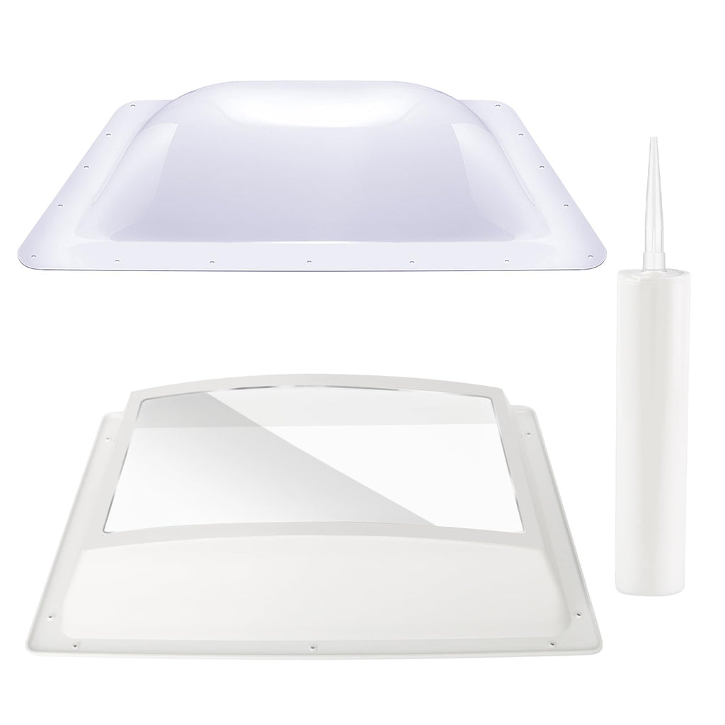 18" x 26" RV Shower Skylight Cover Outer Dome with Inner Dome and Sealant, White C610