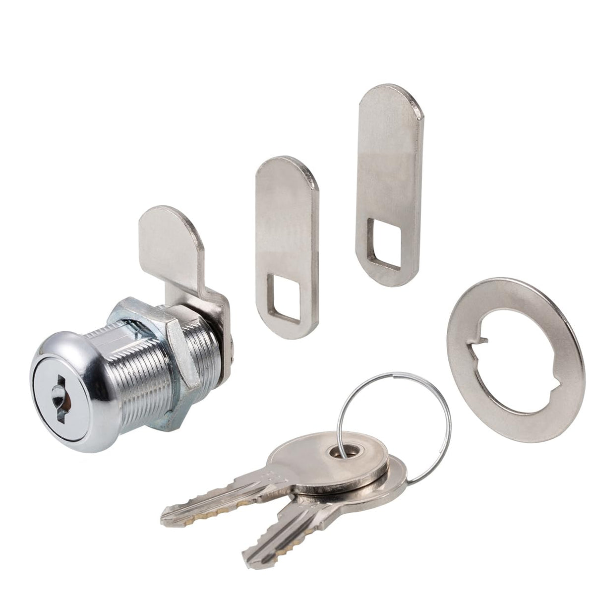 Keyed Alike 1” Cylinder Cam Locks Chrome Finish with 3 Cams and 2 Keys D643