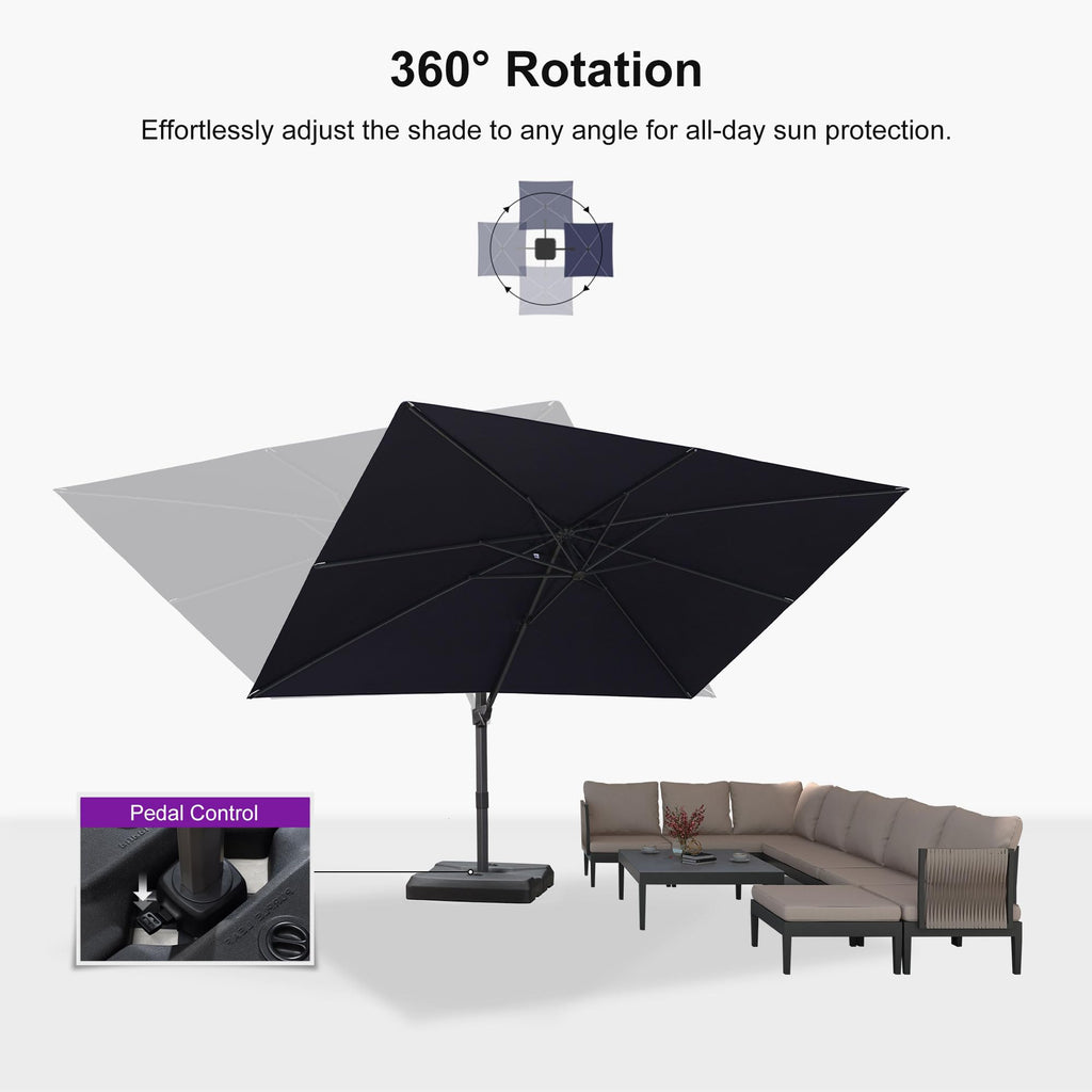 Navy Blue Cantilever Umbrella with Base B882494