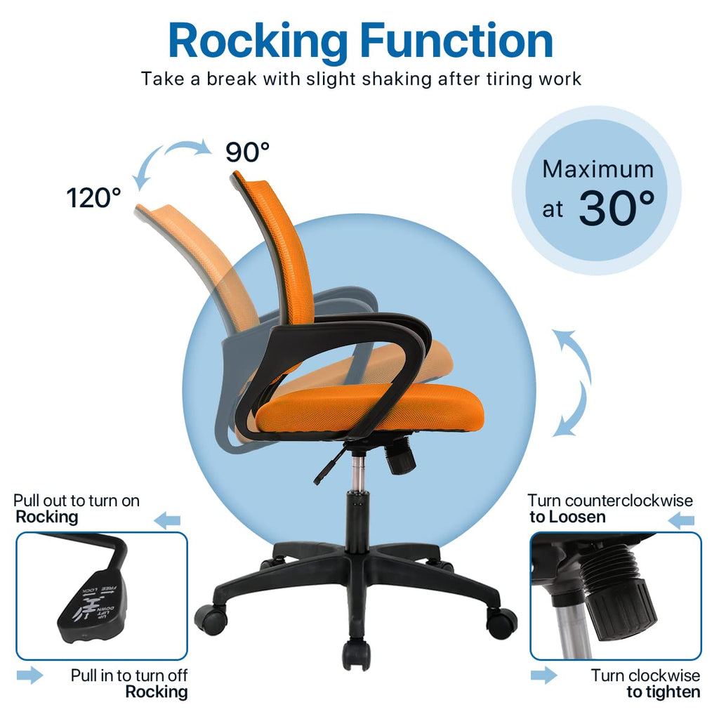 Orange Ergonomic Mid Back Mesh Office Chair D785726