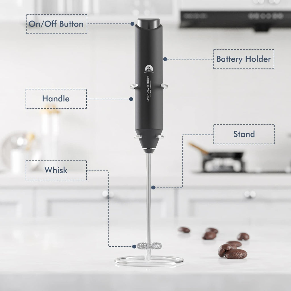 Black Handheld Milk Frother with Stand J1343