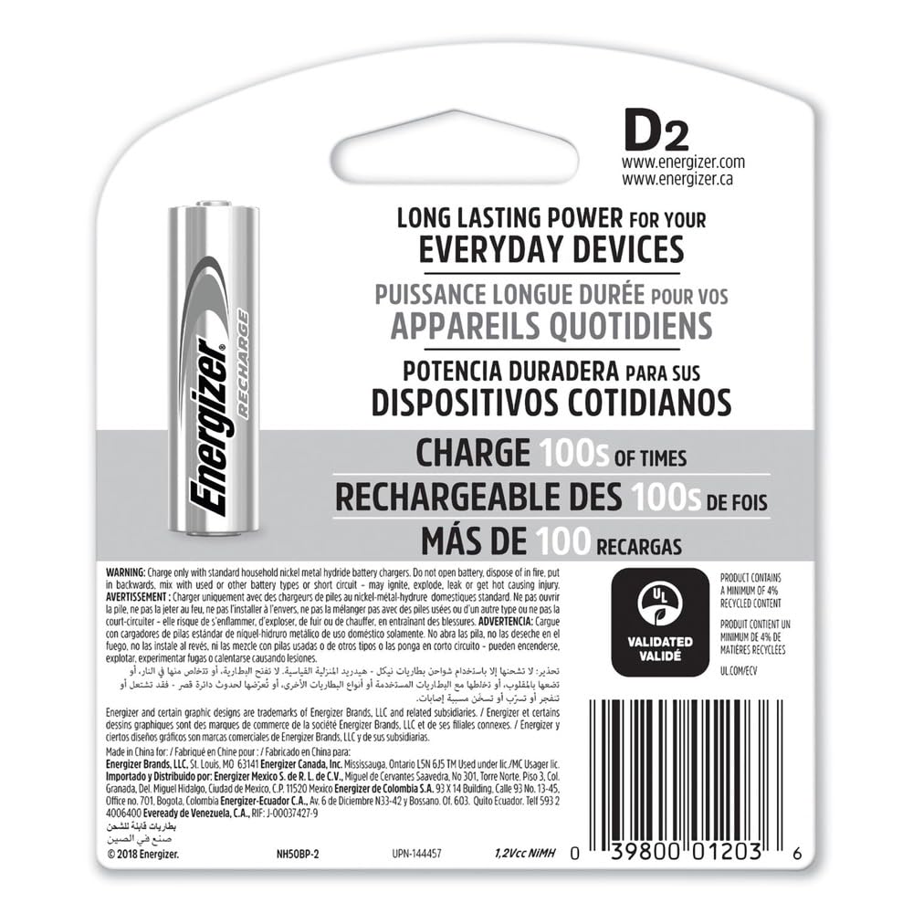 Rechargeable D Batteries 2-Count Pack of 2 Z7306