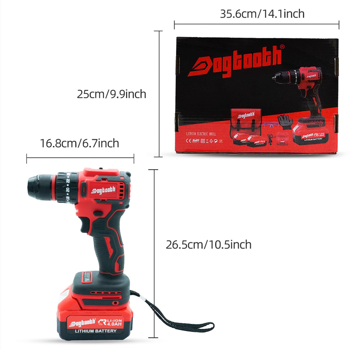 21V Cordless Drill Driver Electric Screwdriver Set with 2 Batteries and Charger Q166683