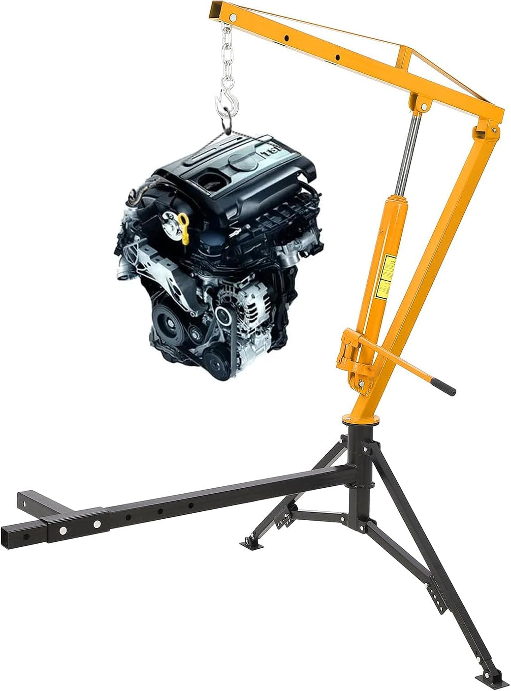 Hydraulic Hitch Mounted Pickup Truck Crane, 1000 Lbs Capacity, 360° Swivel, Yellow C201