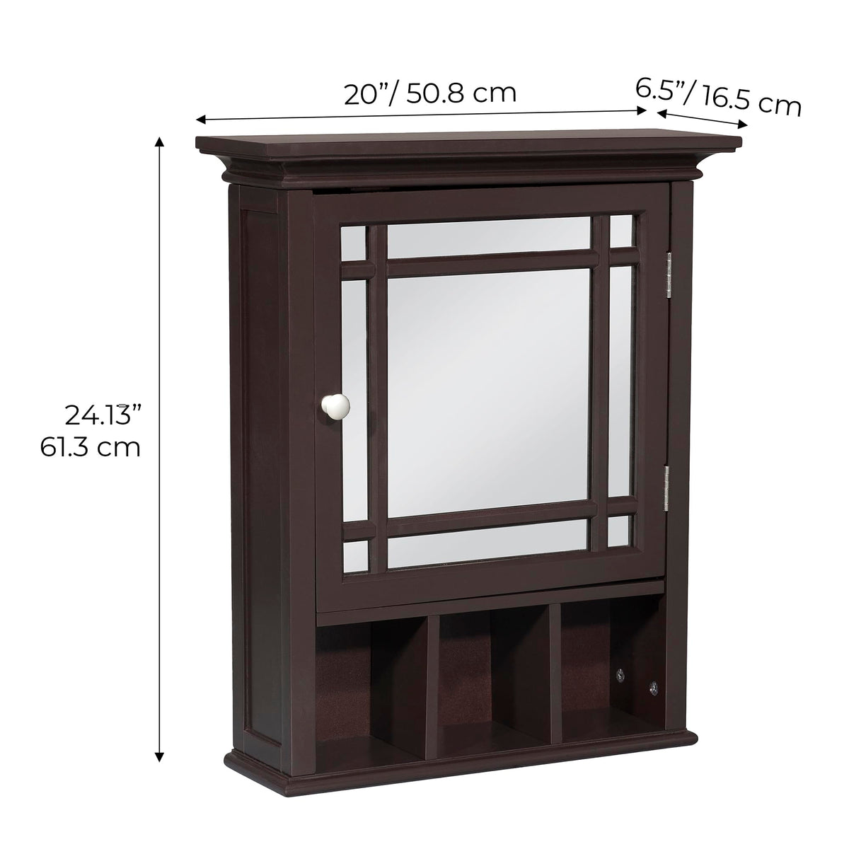 Espresso Wooden Over the Toilet Bathroom Medicine Cabinet with Mirror Q21621