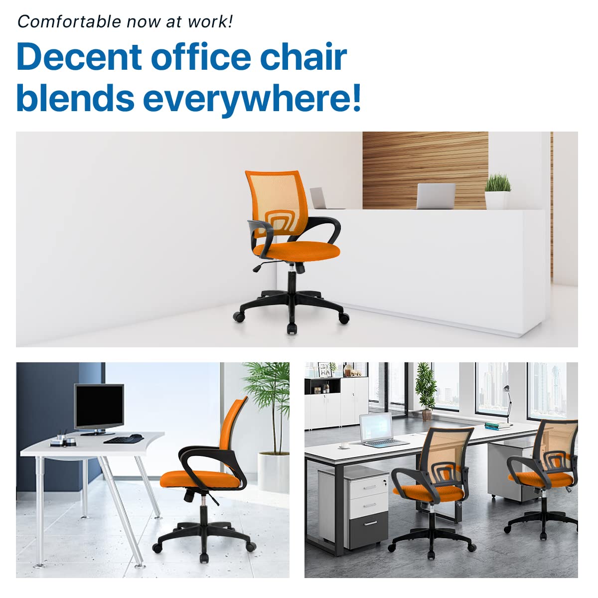 Orange Ergonomic Mid Back Mesh Office Chair D785726