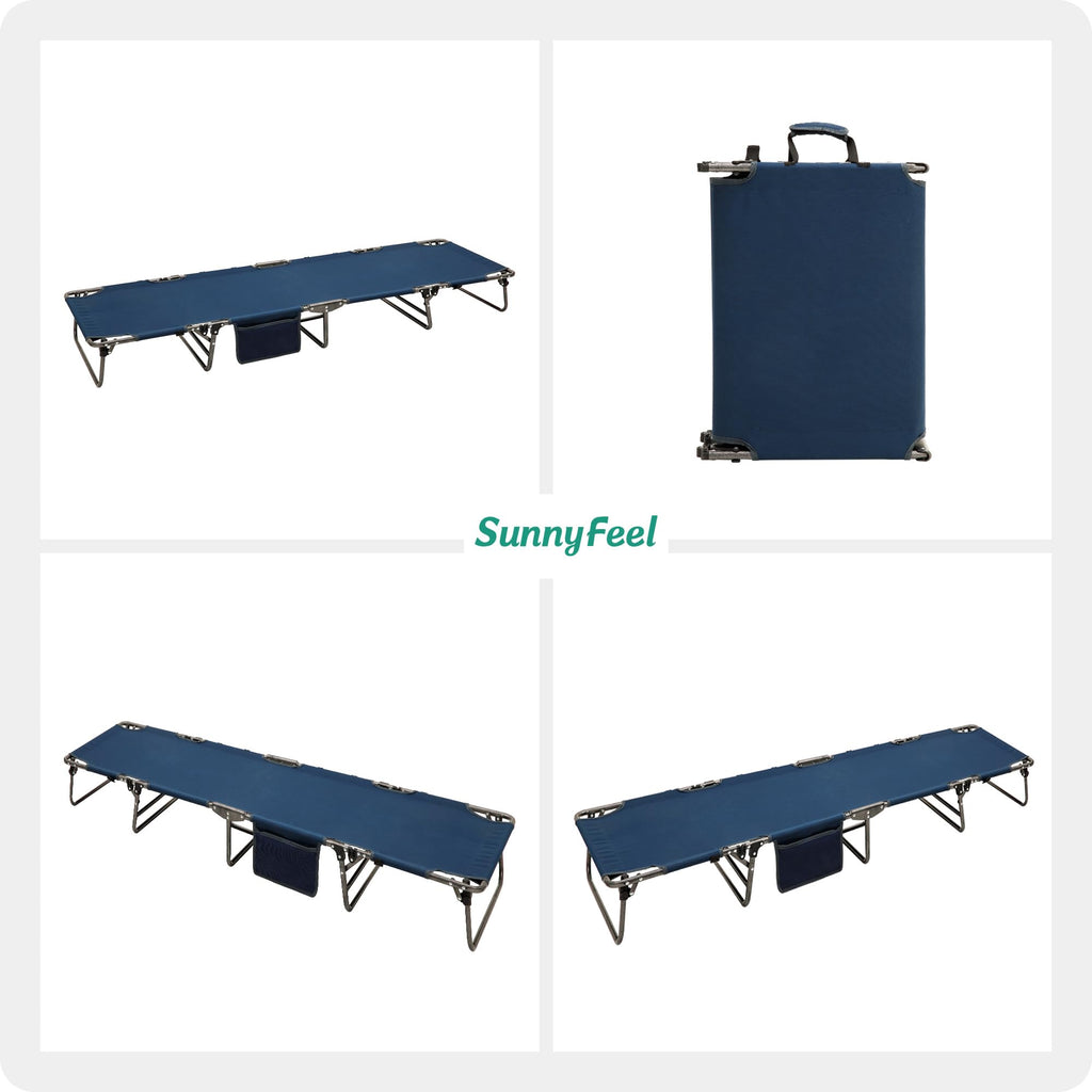 Portable Folding Camping Cot with Pillow Blue 2PC W217350