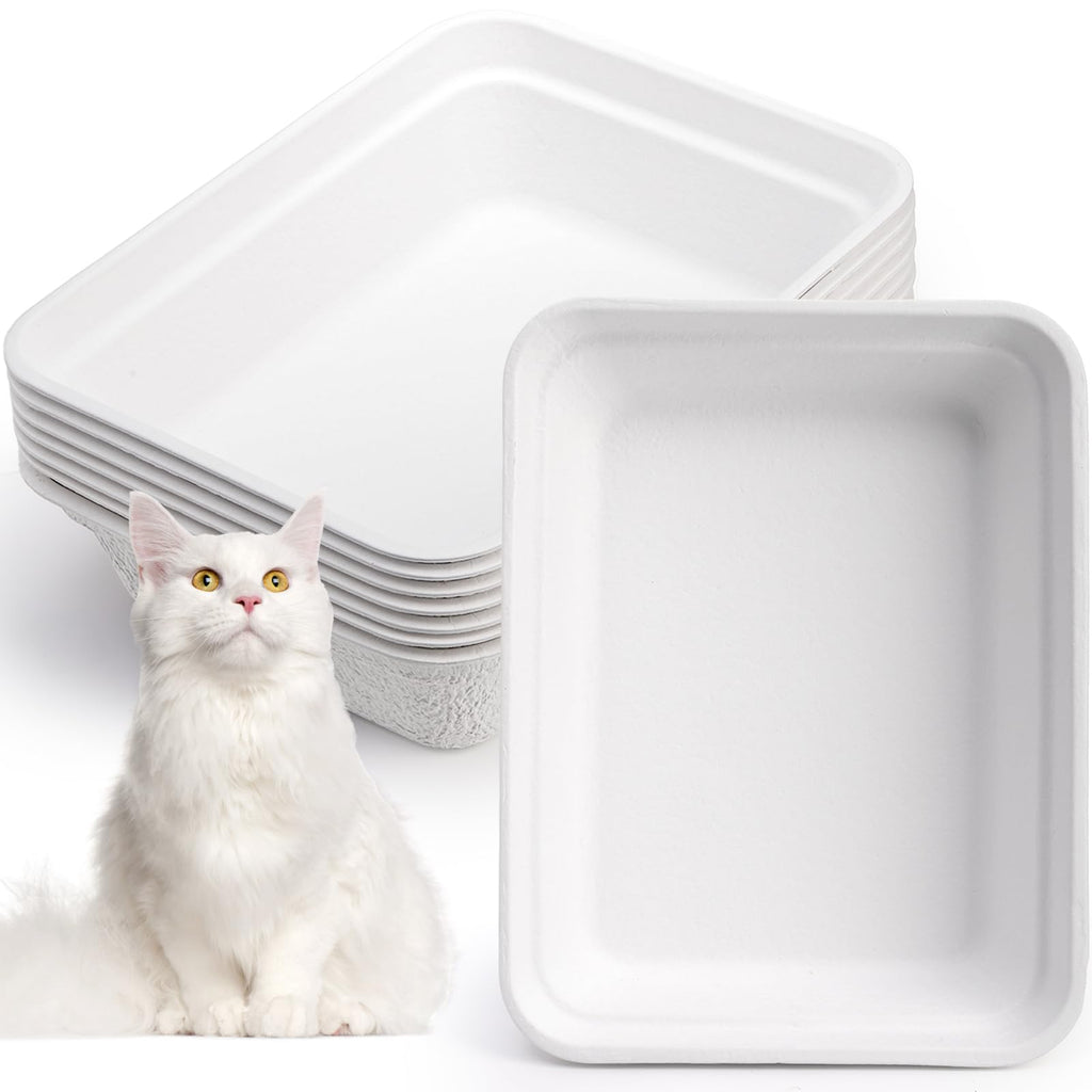 8 Pack White Cardboard Disposable Cat Litter Boxes K340576
