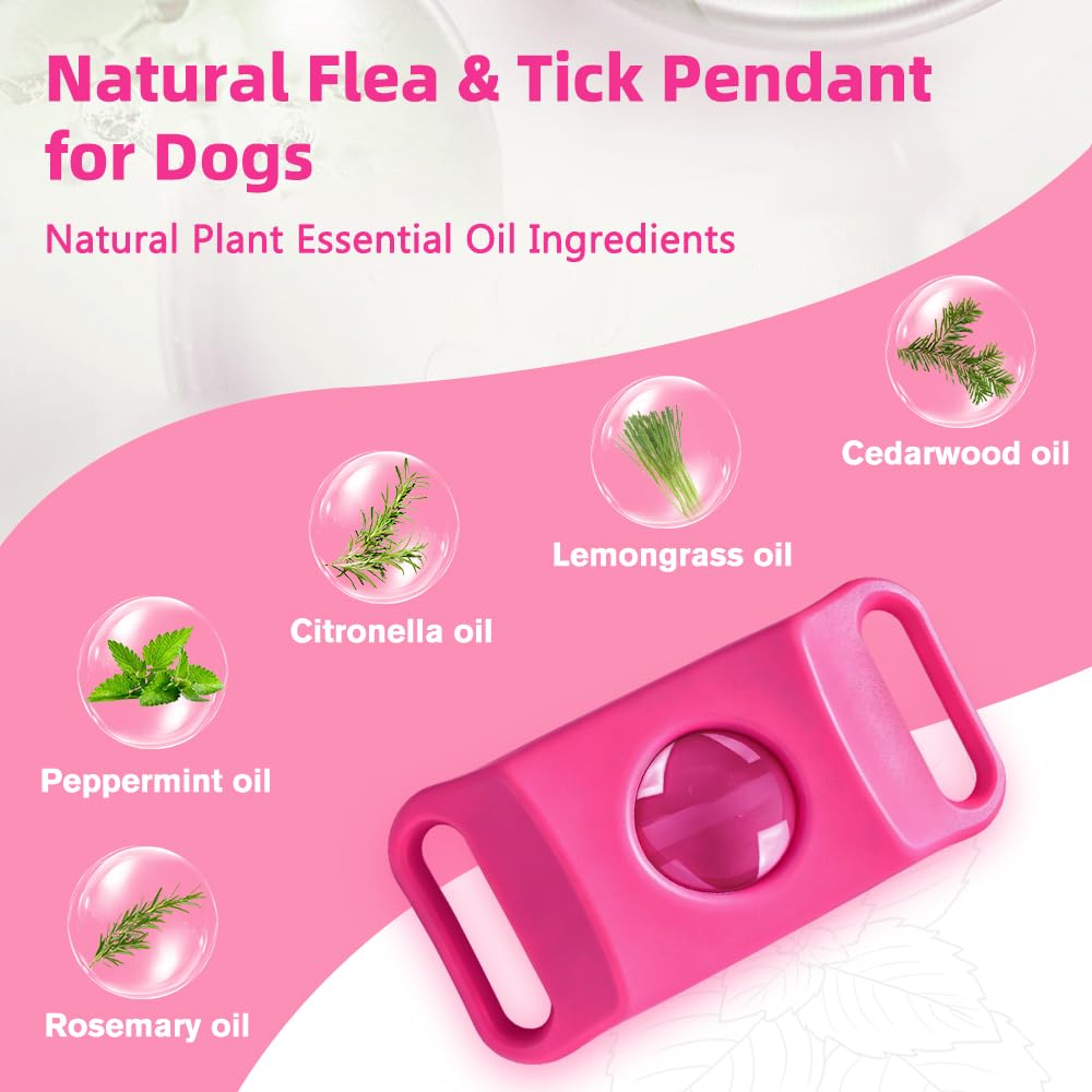 Flea and Tick Prevention Pendant for Dogs with 2 Silicone Buckles & 4 Refills V271