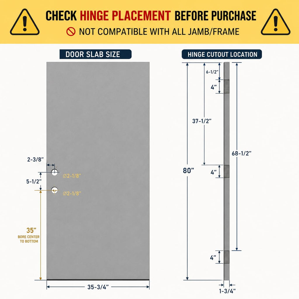 36 x 80 Front Entry Door Slab Right Hand R8029