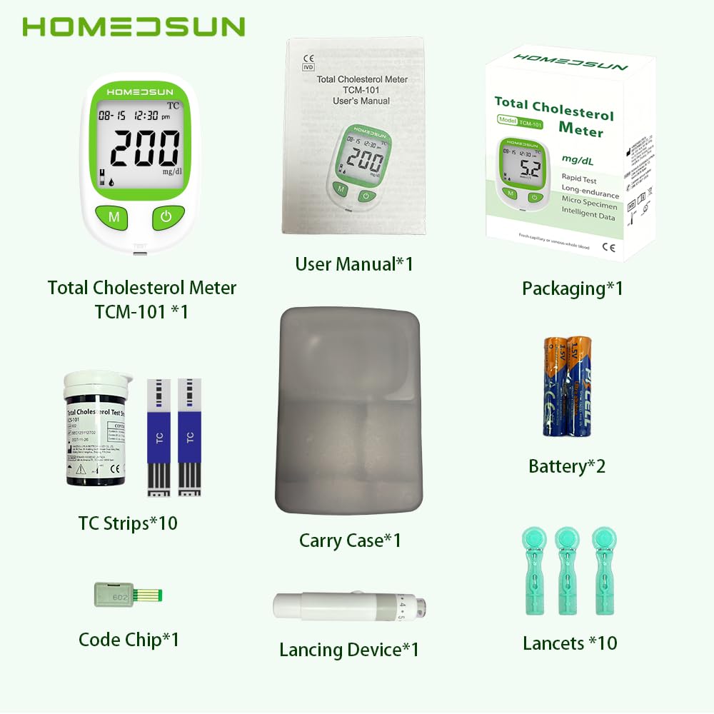 Total Cholesterol Monitor Kit with 10 Strips Lancets I700