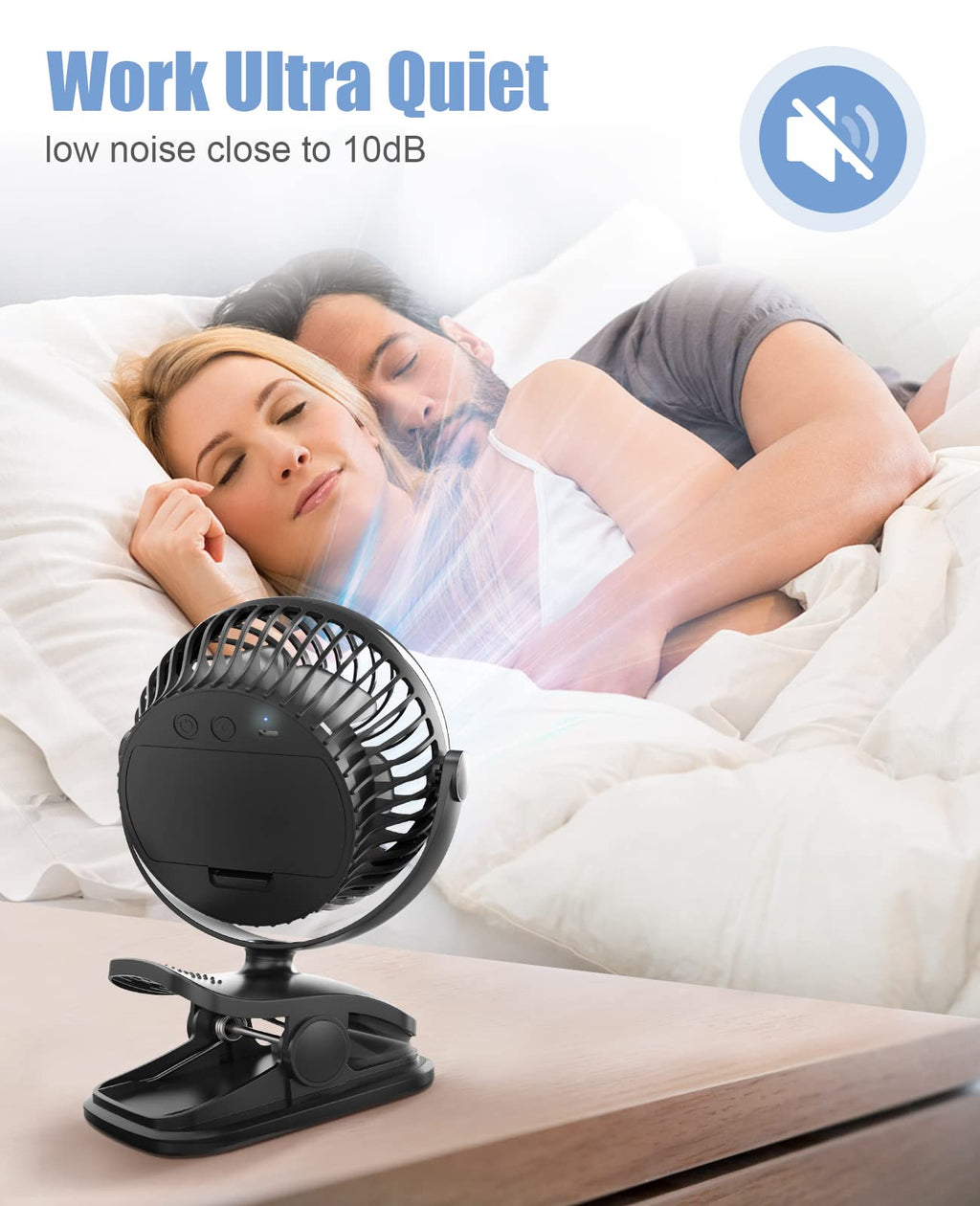 Battery Operated Clip on Fan, USB Powered Portable Desk Fan 4 Speeds X616475