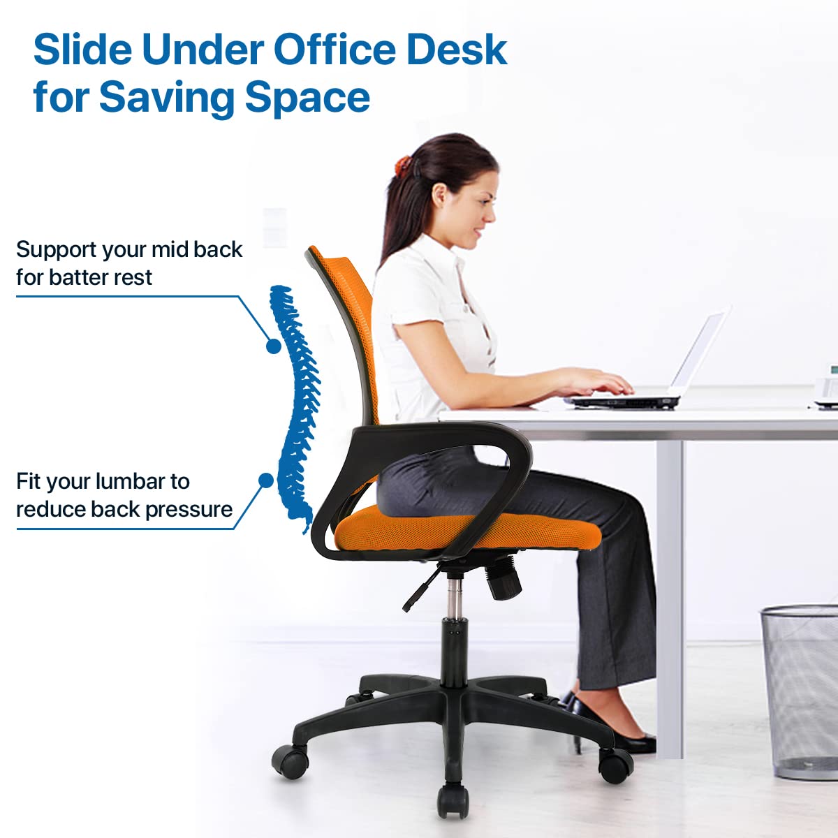 Orange Ergonomic Mid Back Mesh Office Chair D785726