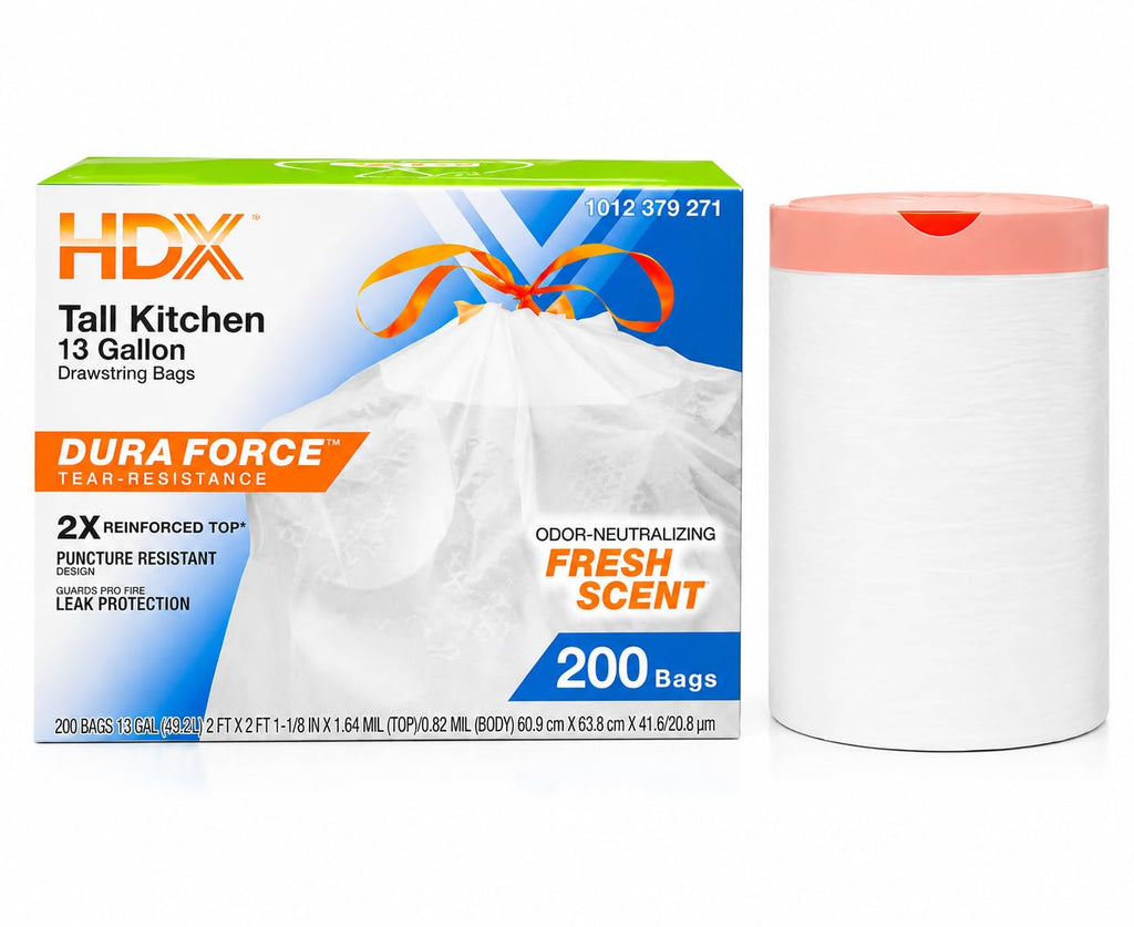 13 Gallon Fresh Scent Drawstring Trash Bags Y396