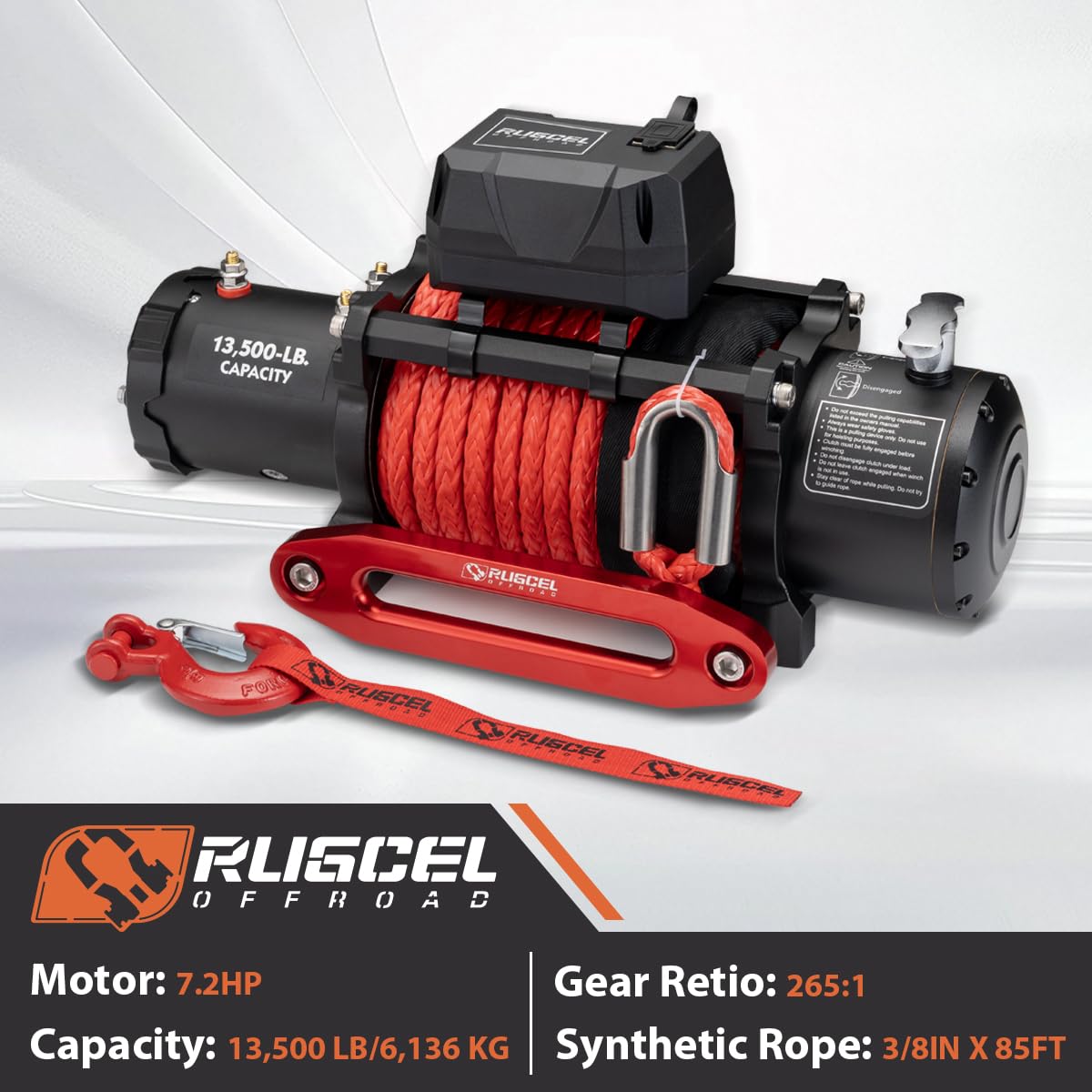 13500lb Waterproof 12V Synthetic Rope Electric Truck Winch B30322