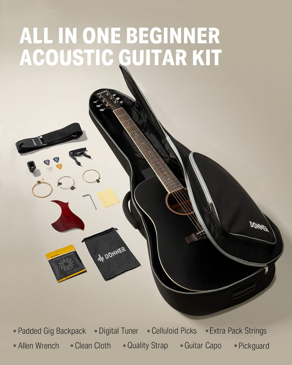 Black Full Size 41'' Steel-String Acoustic Guitar U848241
