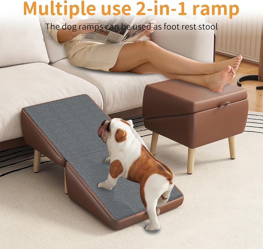 Foldable 2-in-1 Pet Ottoman Dog Safety Ramp B34493