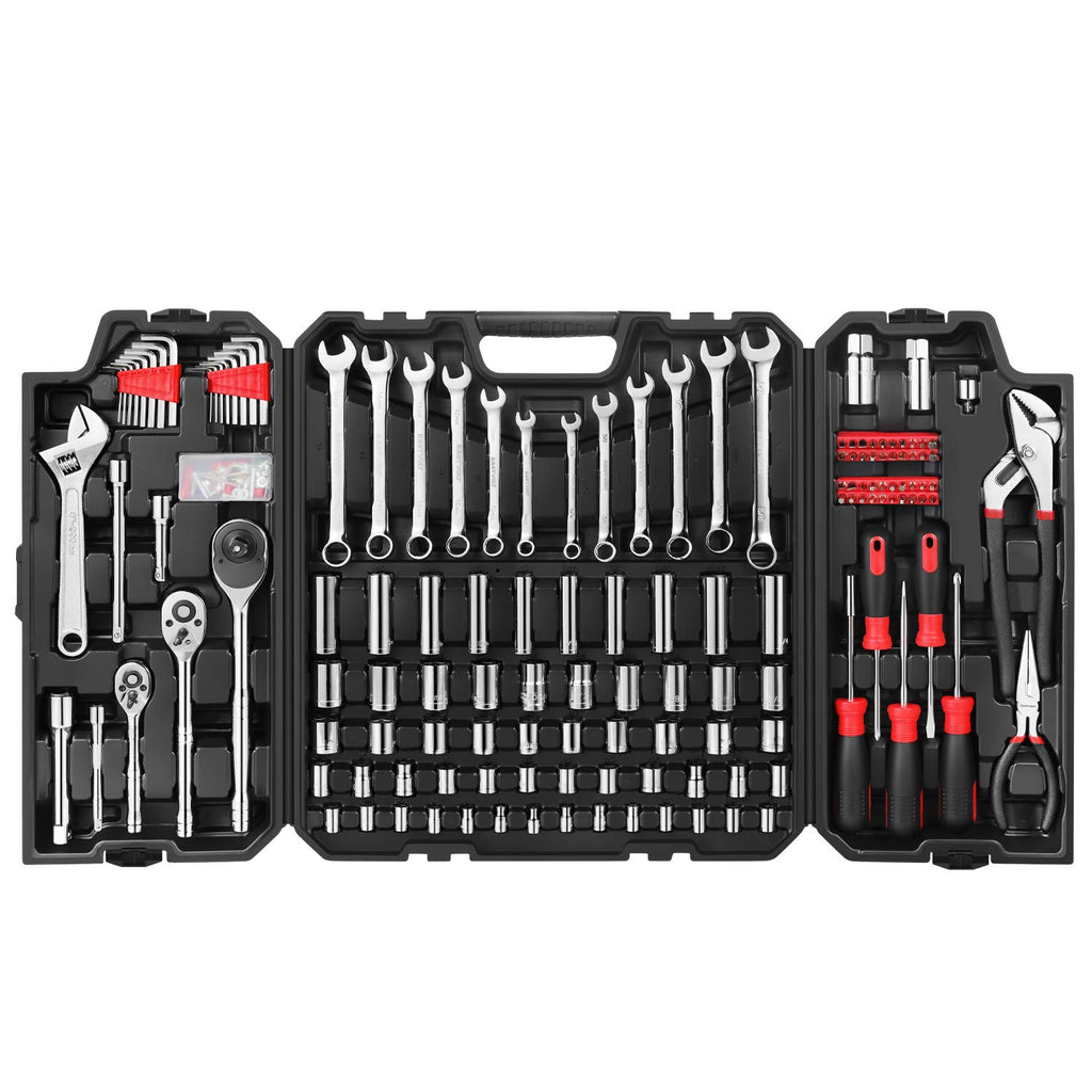 248 Pieces Mixed Sockets and Wrenches Hand Tool Set with Storage Case C55143