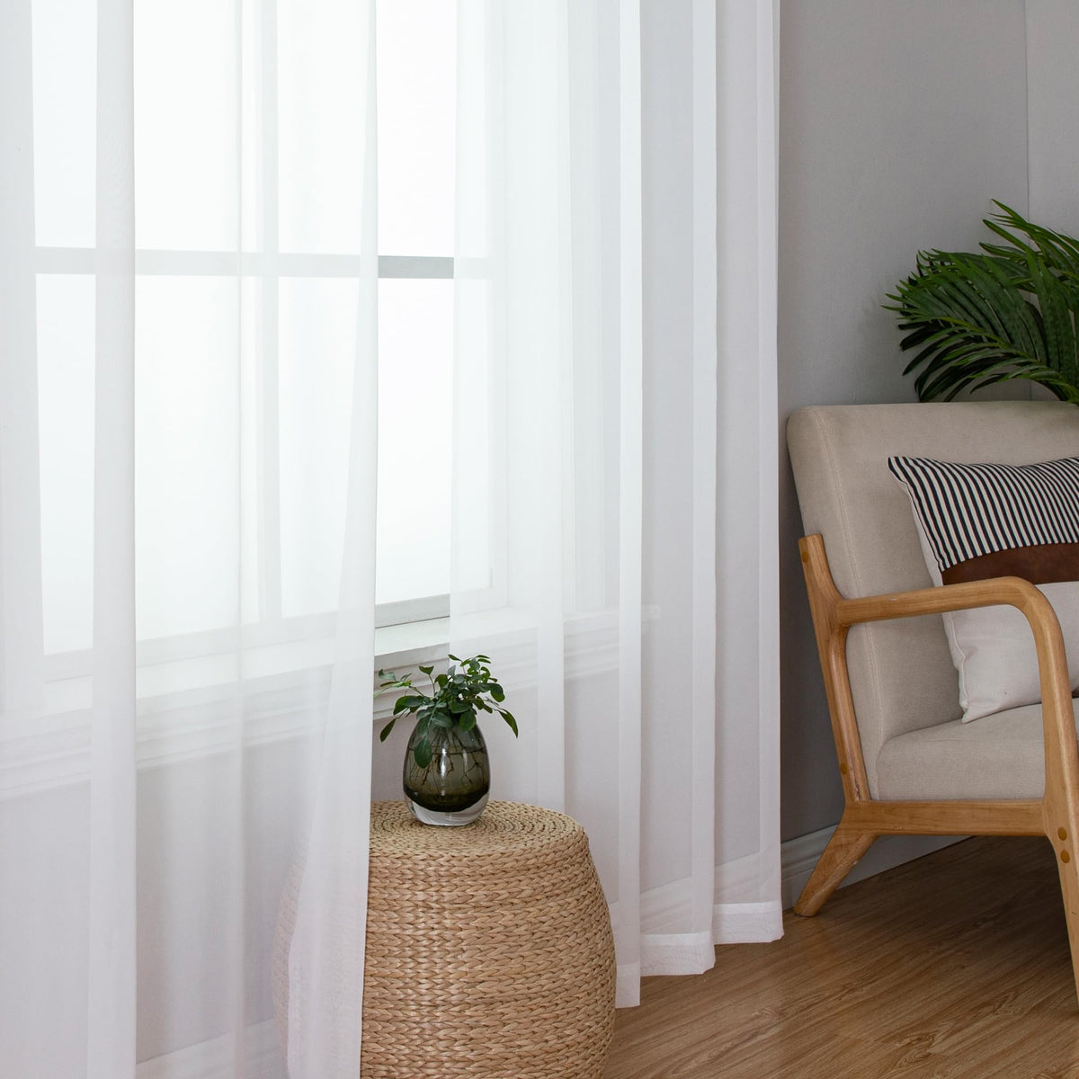 White Sheer Curtains 72 Inches Long 2 Panels R2300
