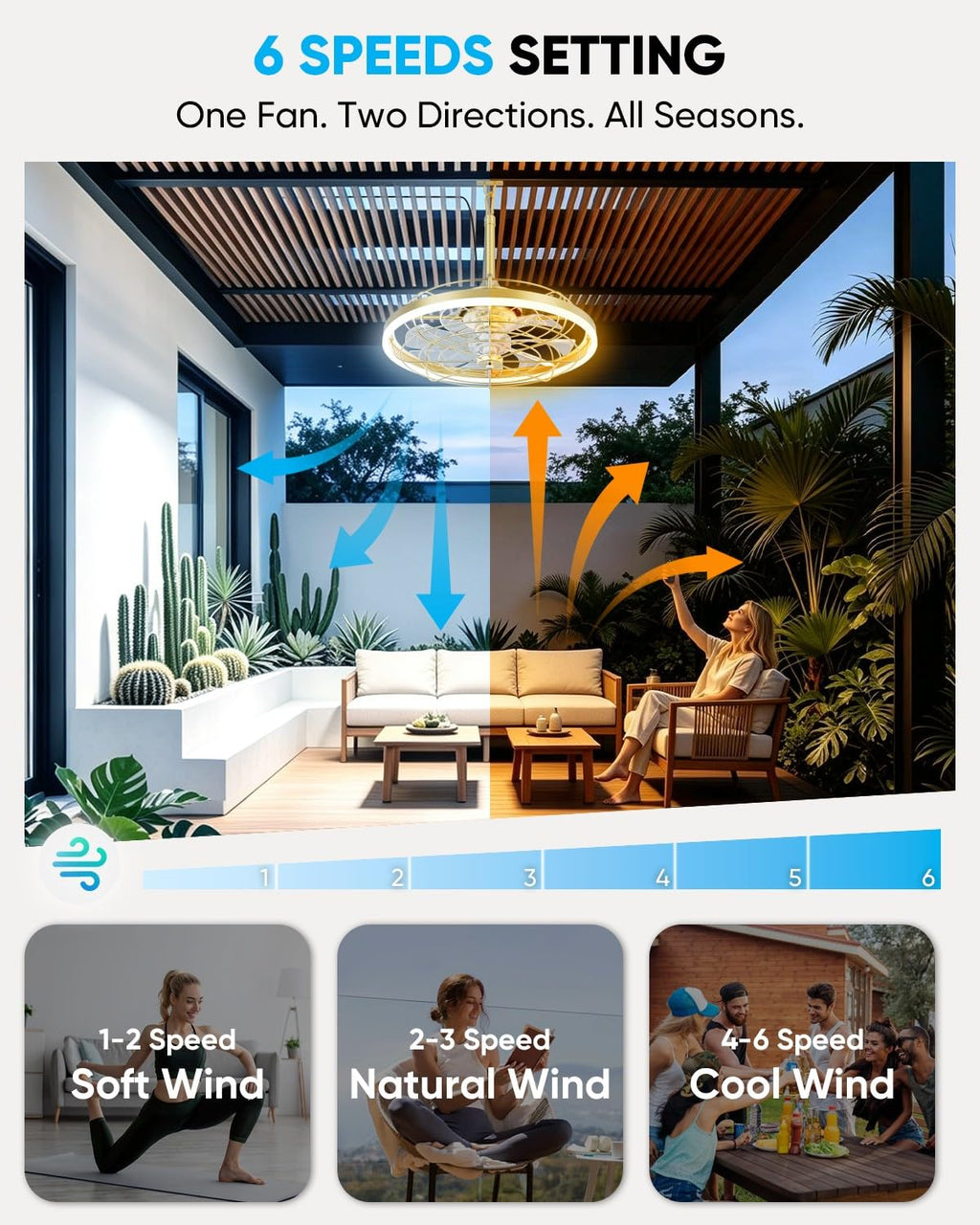 20" Gold Outdoor Ceiling Fan with Light Y15632