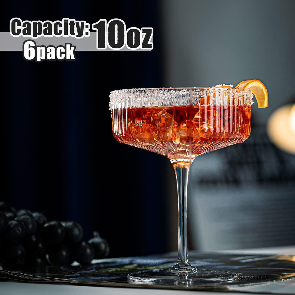 Set of 6 Ribbed Coupe Cocktail Glasses K98548