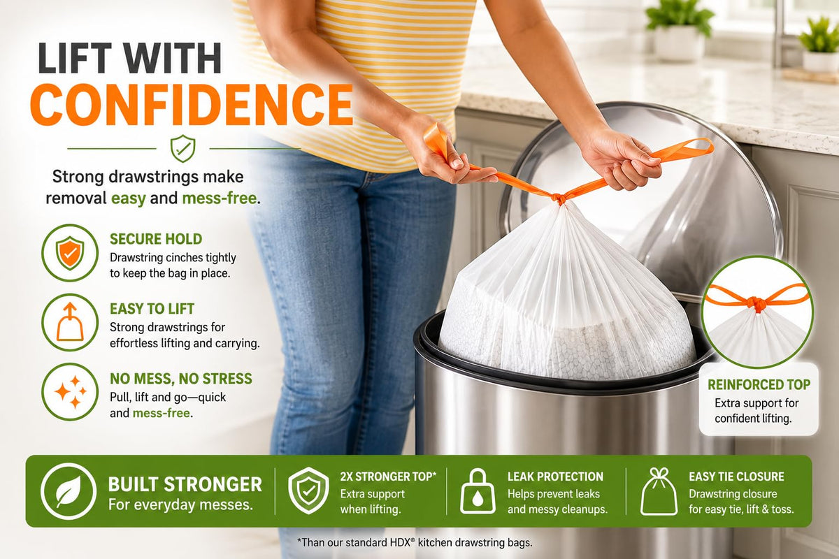13 Gallon Fresh Scent Drawstring Trash Bags Y396