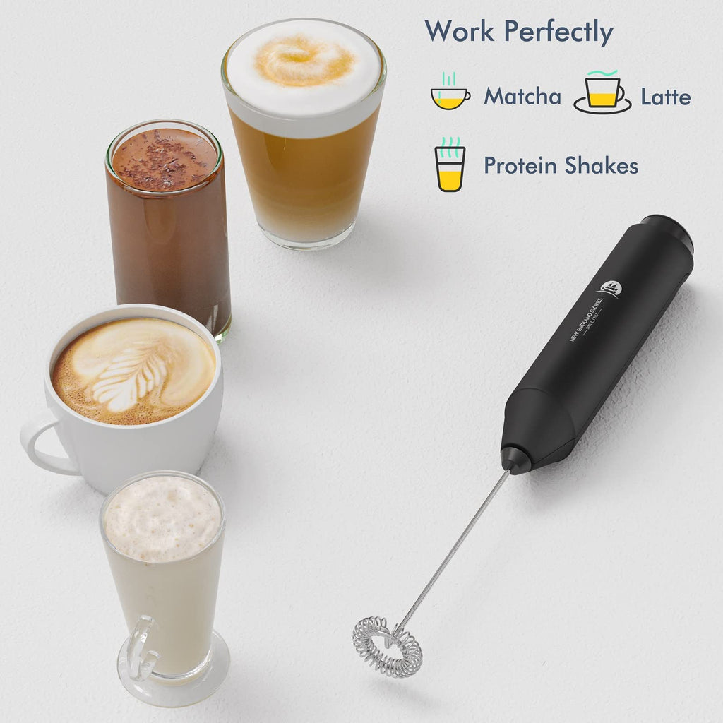 Black Handheld Milk Frother with Stand J1343