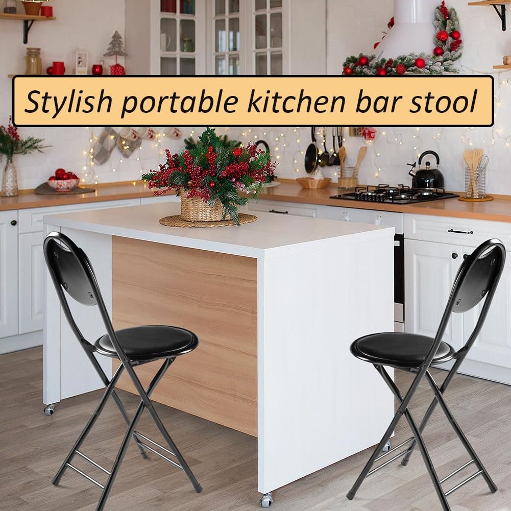 18 Inch Black Folding Bar Stool with Back M100684