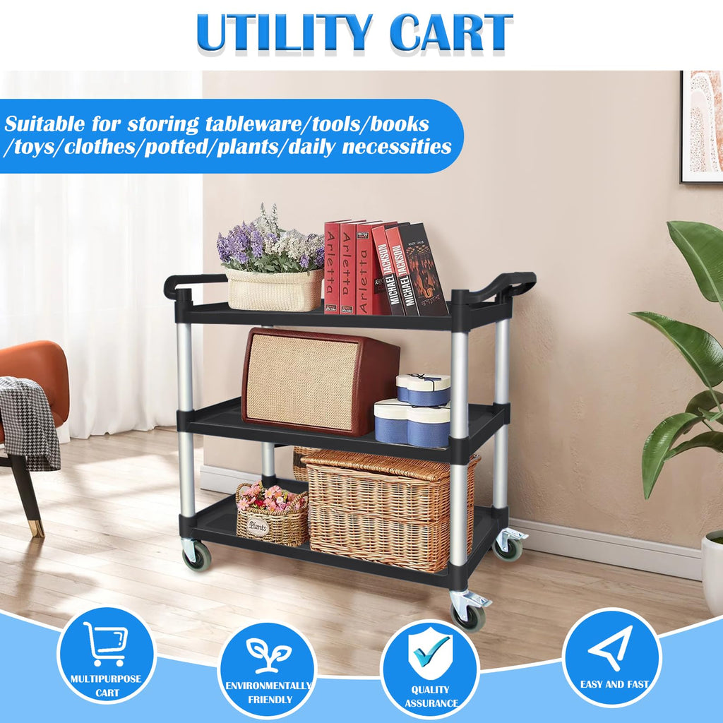 3 Tier Plastic Utility Cart with Wheels P847