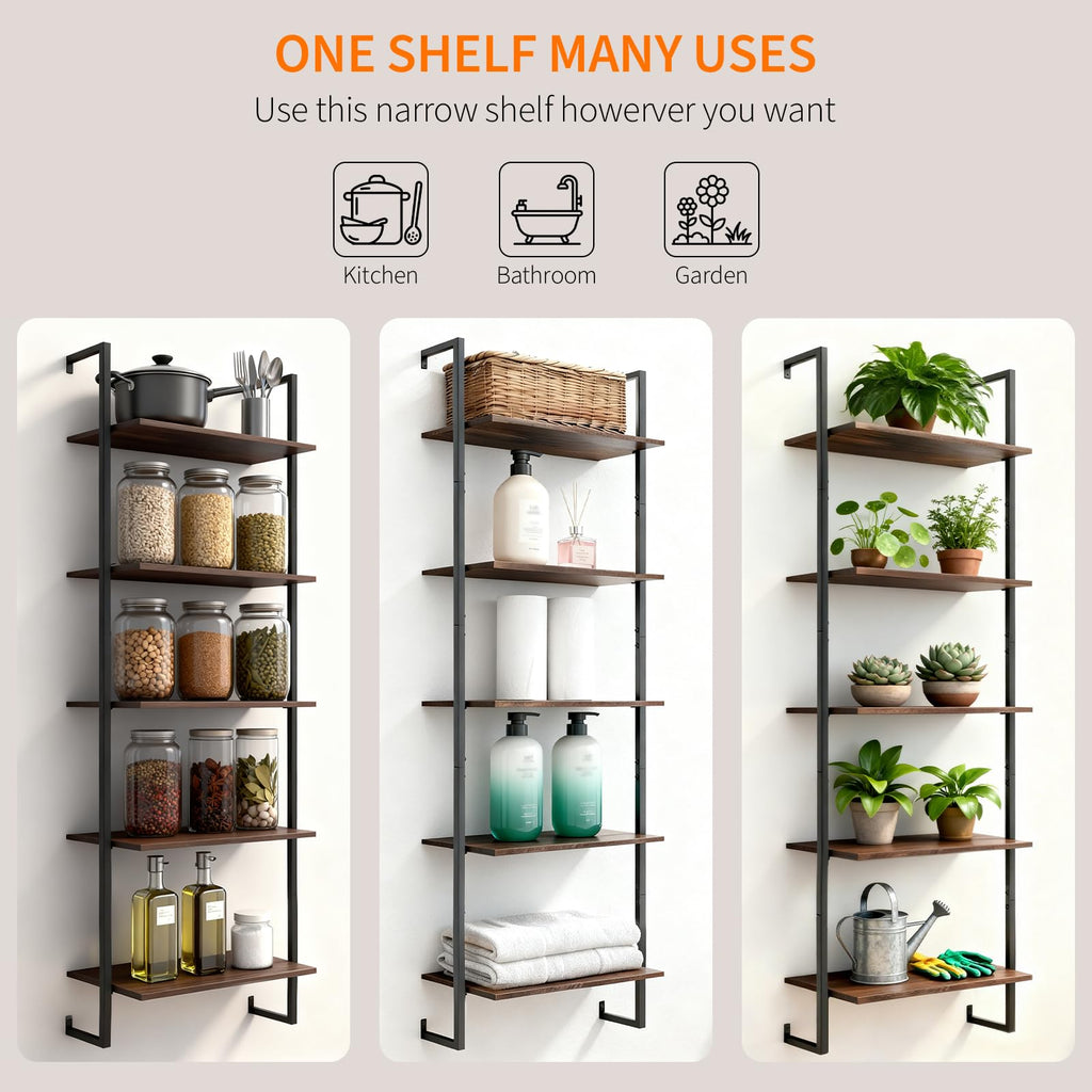 5 Tier Wall Mounted Bookshelf E320