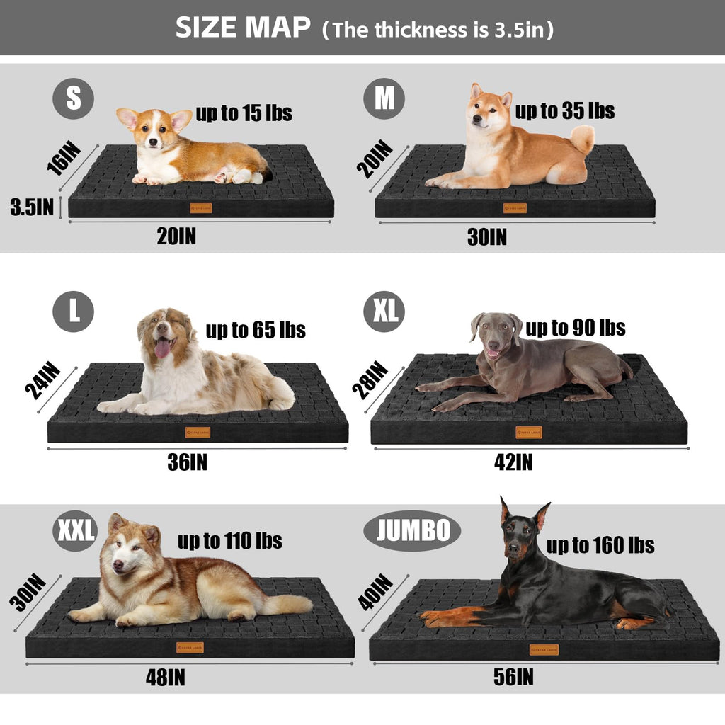 Large Washable Dog Bed 36''X24'' Black G365399