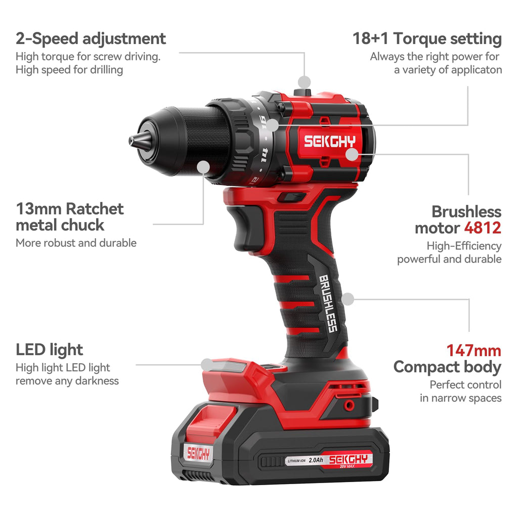 20V Cordless Drill Driver Kit with 2 Batteries V705