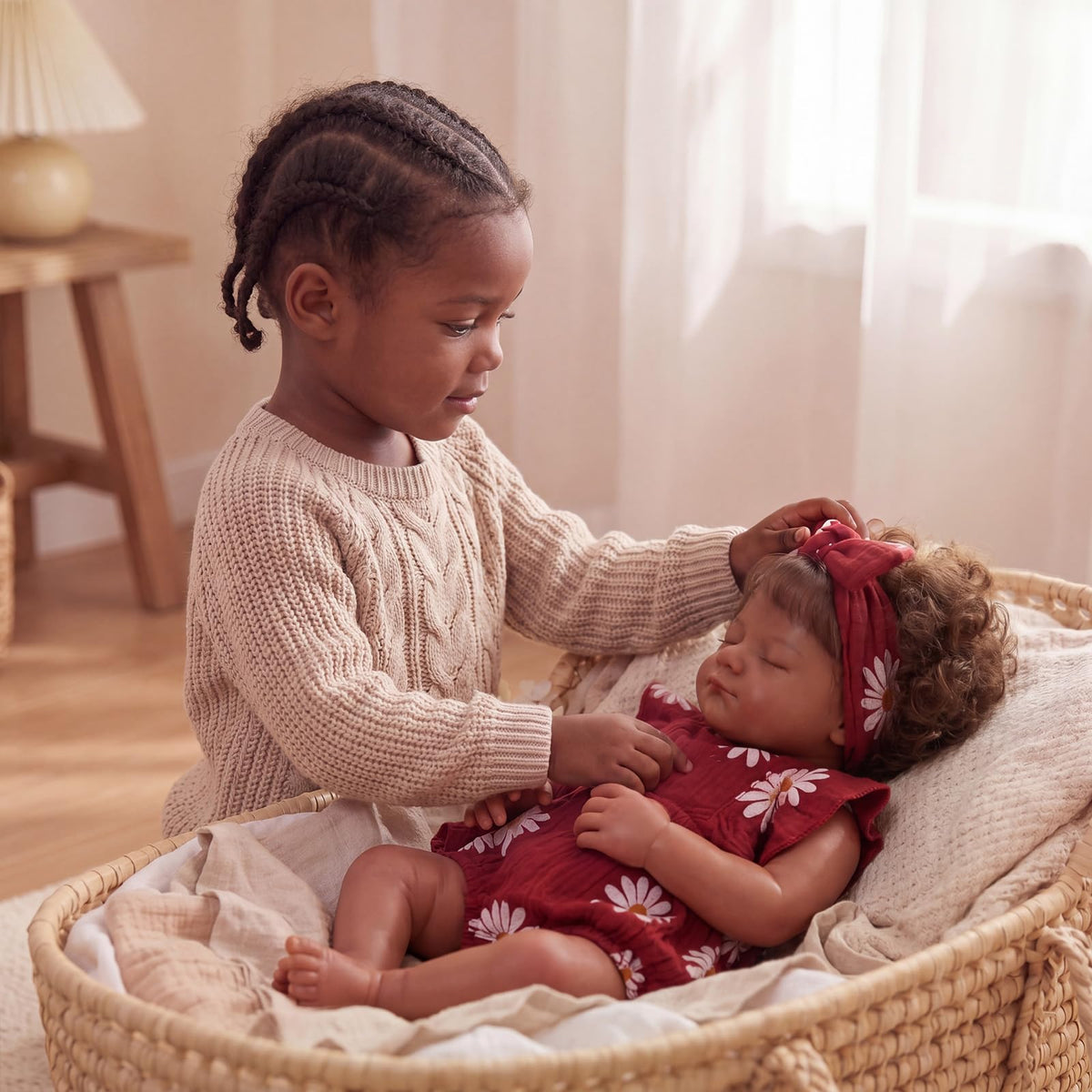 20 Inch Reborn Baby Dolls Black Girl with Accessories Set W994