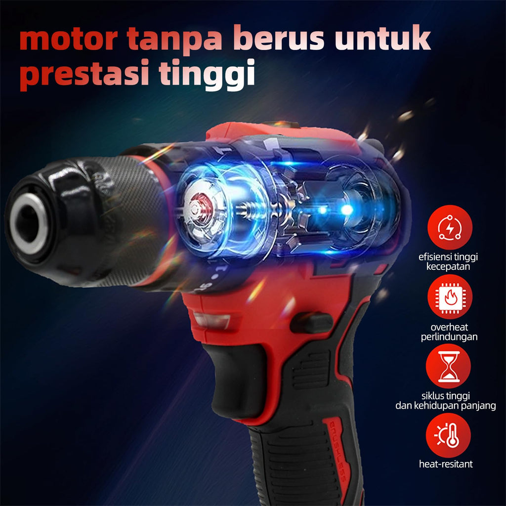21V Cordless Drill Driver Electric Screwdriver Set with 2 Batteries and Charger Q166683