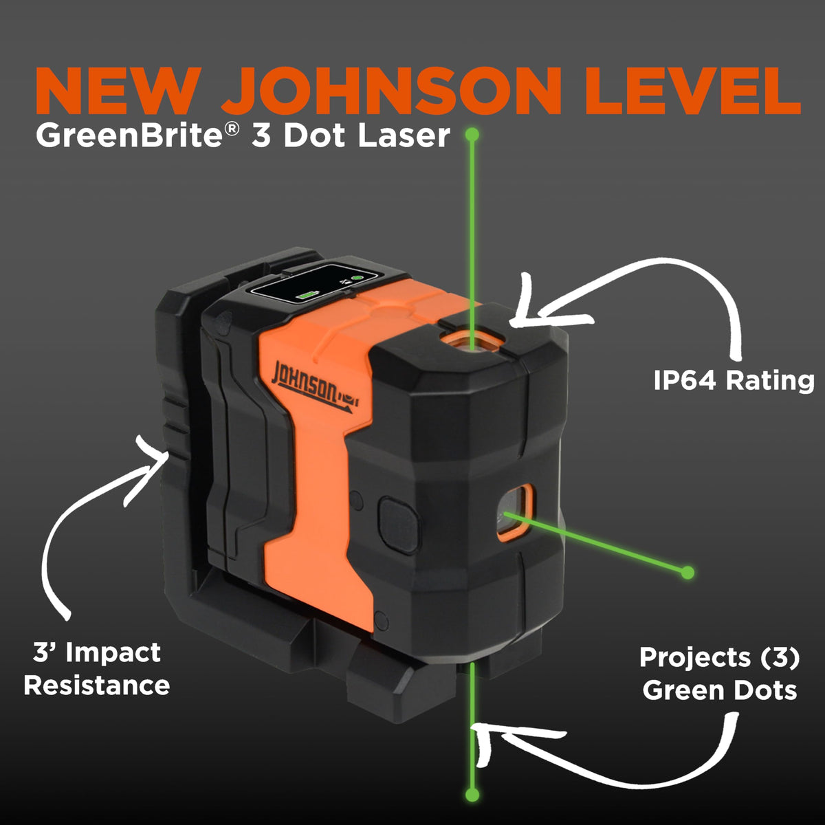 Self-Leveling 3 Dot Laser Level with Magnetic Base and Carry Case S35565