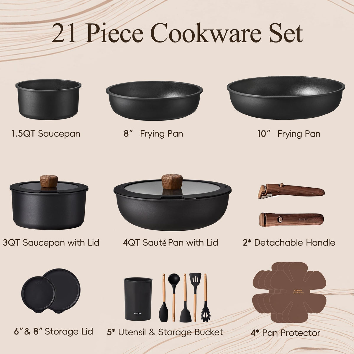 21 Pc Non Stick Cookware Set L9237