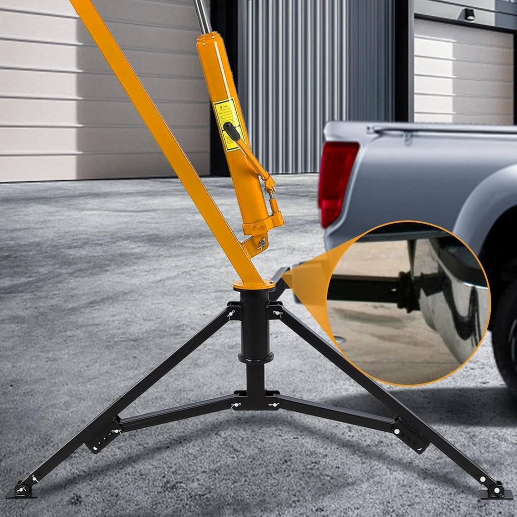 Hydraulic Hitch Mounted Pickup Truck Crane, 1000 Lbs Capacity, 360° Swivel, Yellow C201