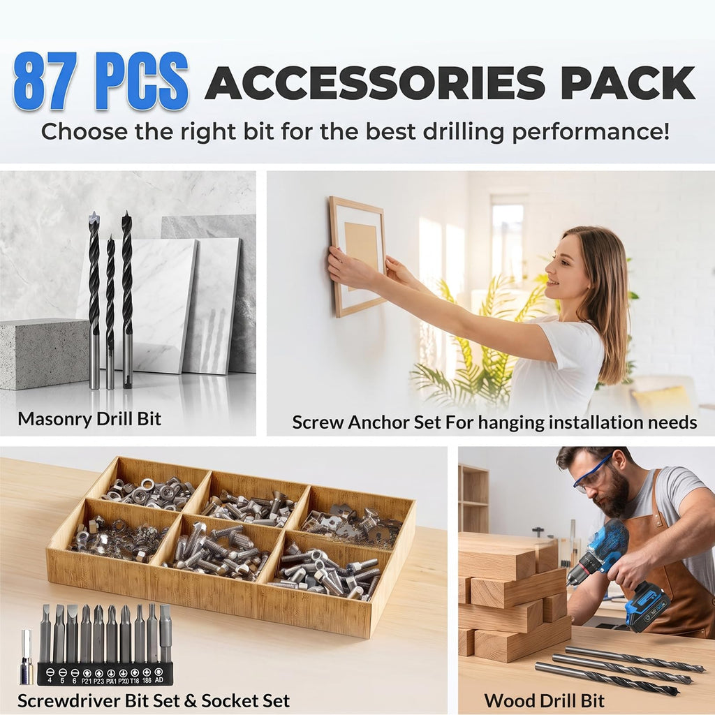 21V Brushless Cordless Drill Driver Kit with 2 Batteries & Charger J33835