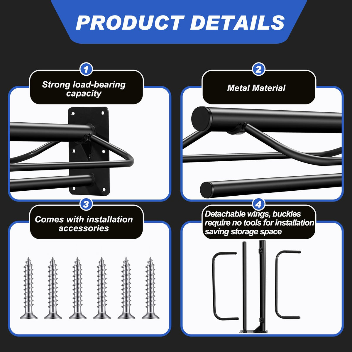 6 Pcs Wall Mount Saddle Rack with Pad Bar Z620