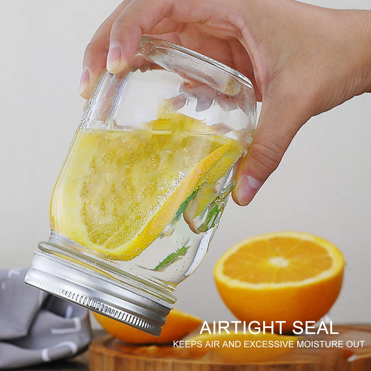 16 Pack 16 oz Glass Mason Jars with Airtight Lids Q415606