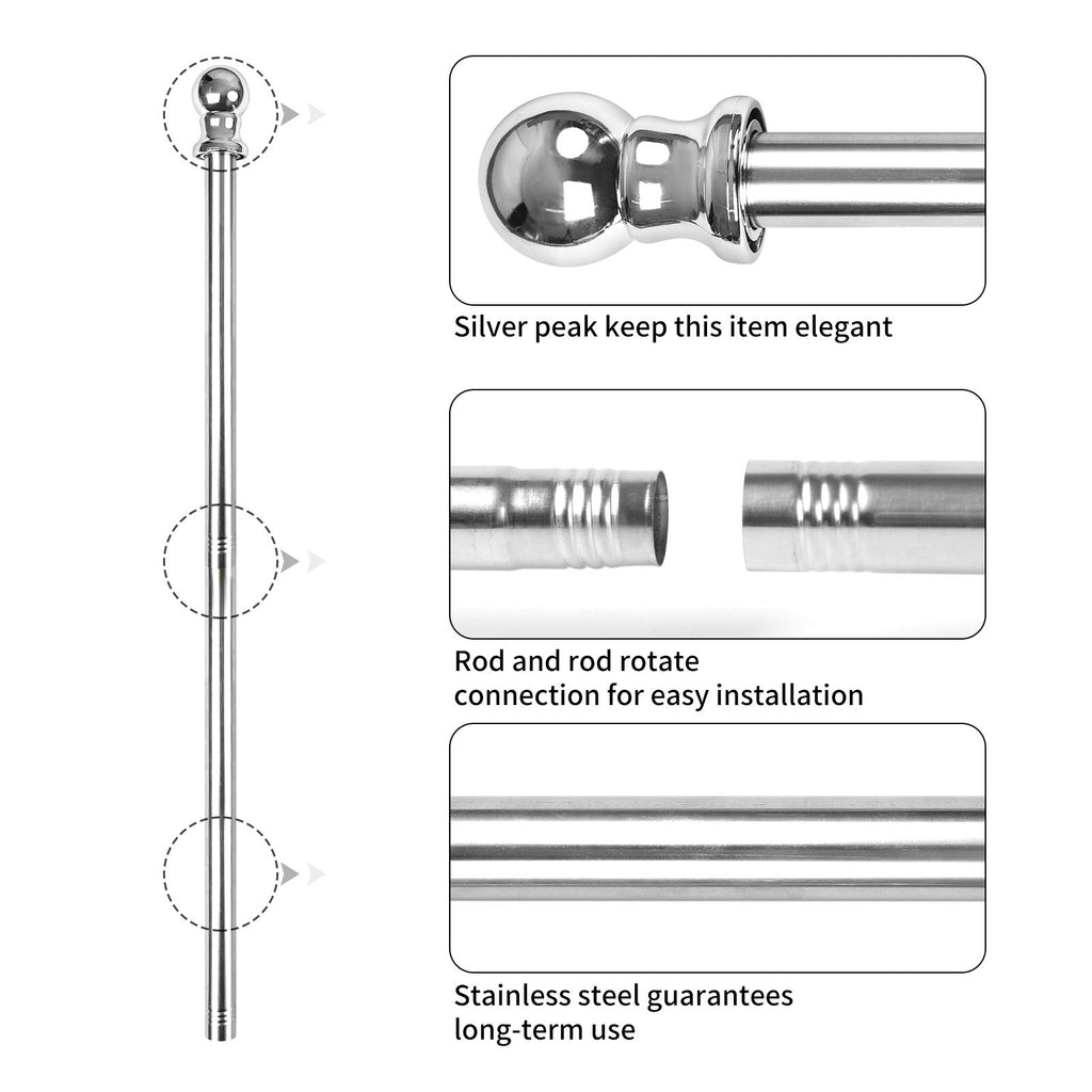 6 Ft Stainless Steel Flag Pole Kit with 3x5 Ft Nylon Flag Q999991