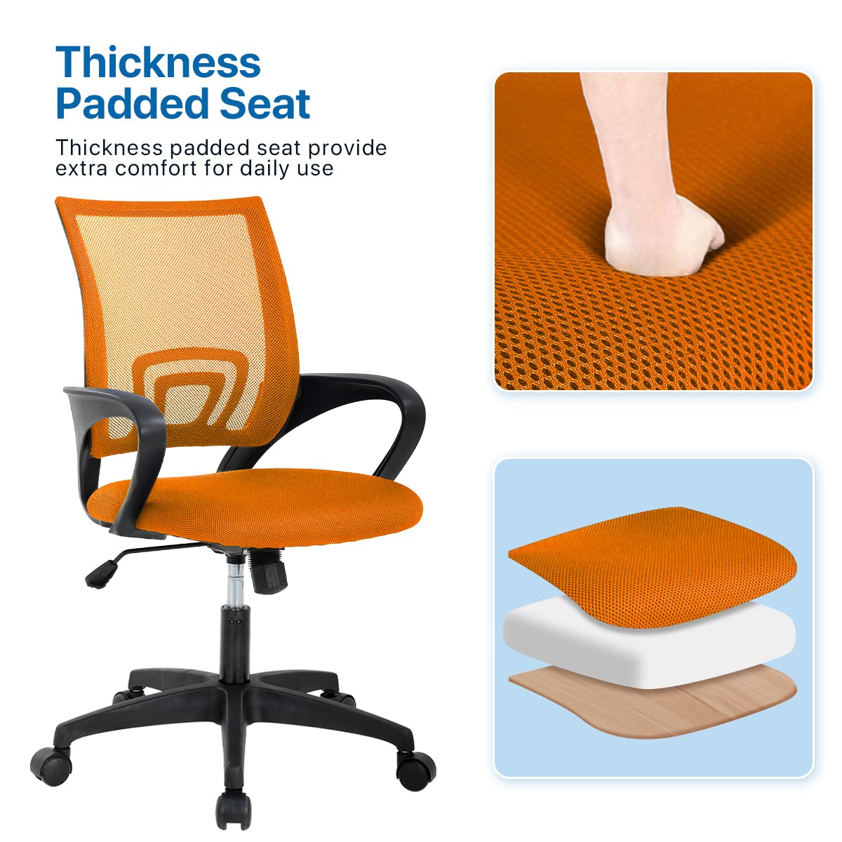 Orange Ergonomic Mid Back Mesh Office Chair D785726