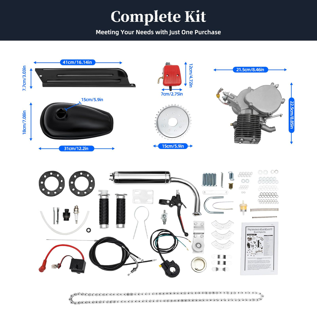 2-Stroke Air-Cooling 100CC Bicycle Engine Kit R44607