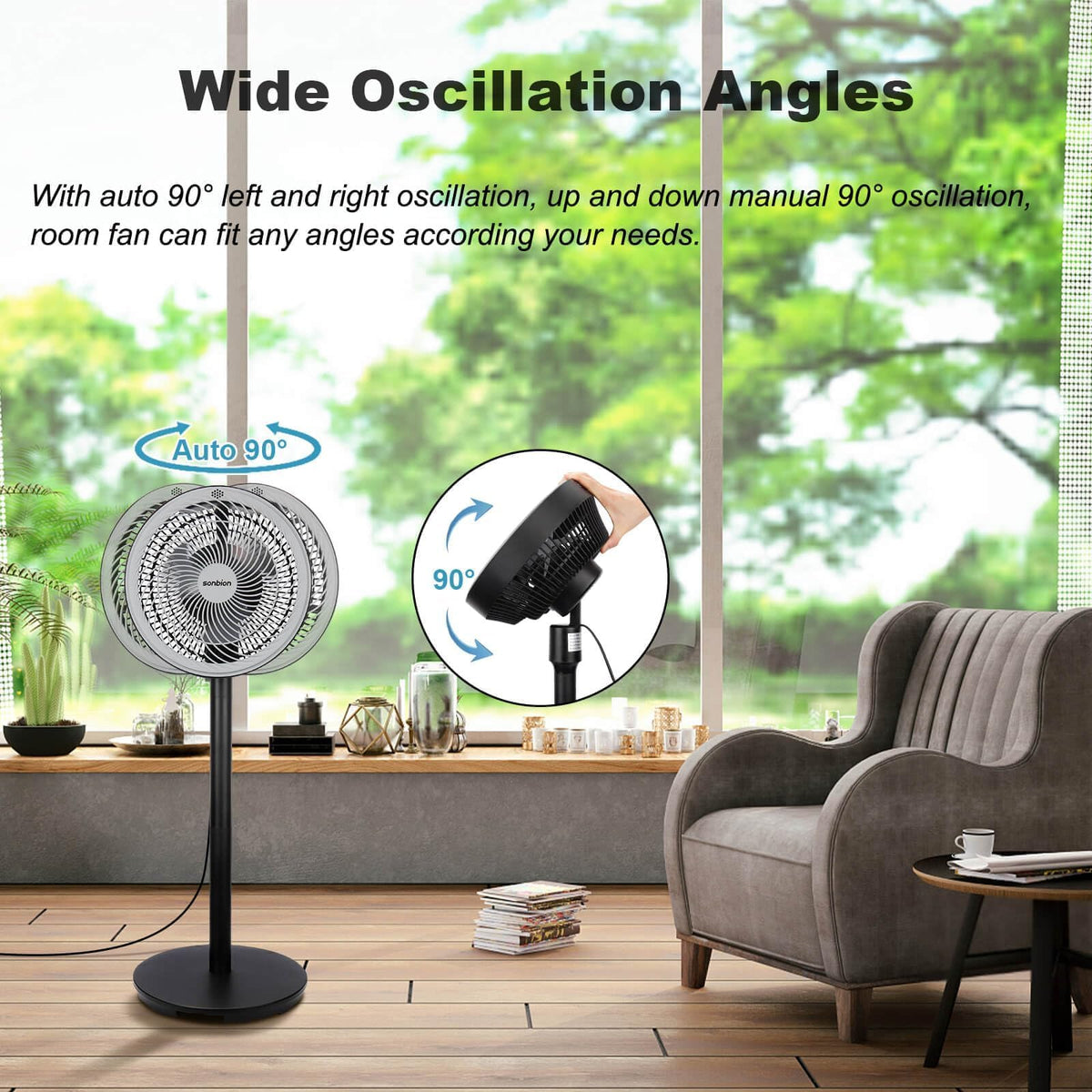 Oscillating Pedestal Fan with Remote Control W497