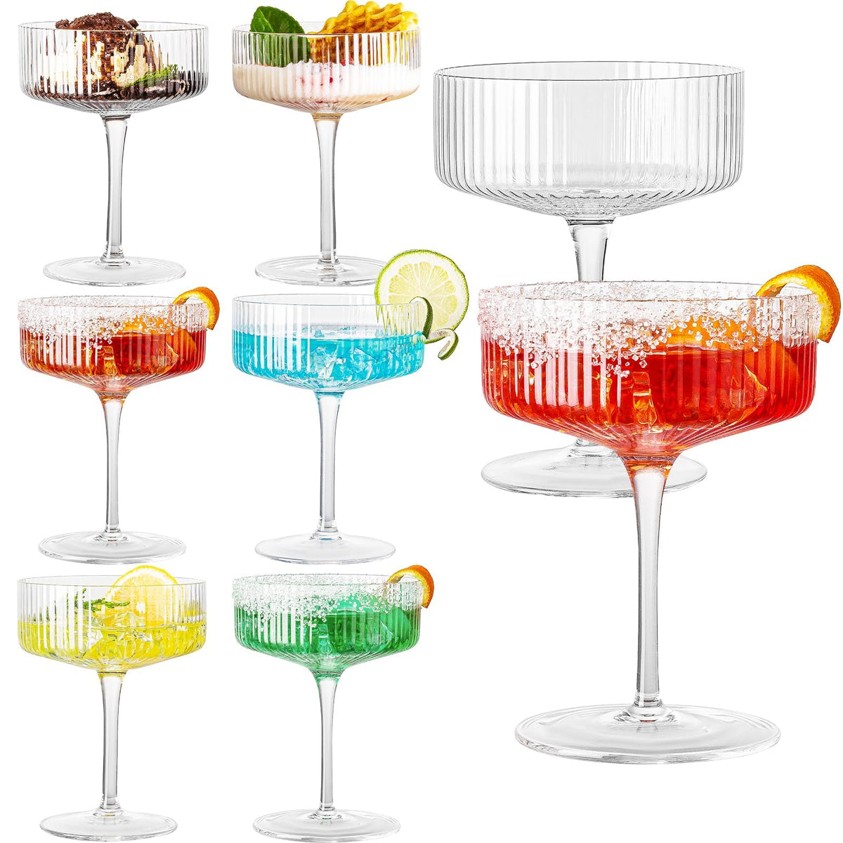 Set of 6 Ribbed Coupe Cocktail Glasses K98548