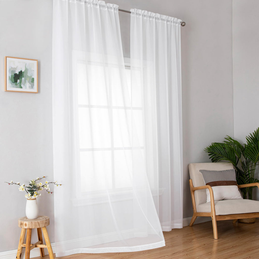 White Sheer Curtains 72 Inches Long 2 Panels R2300